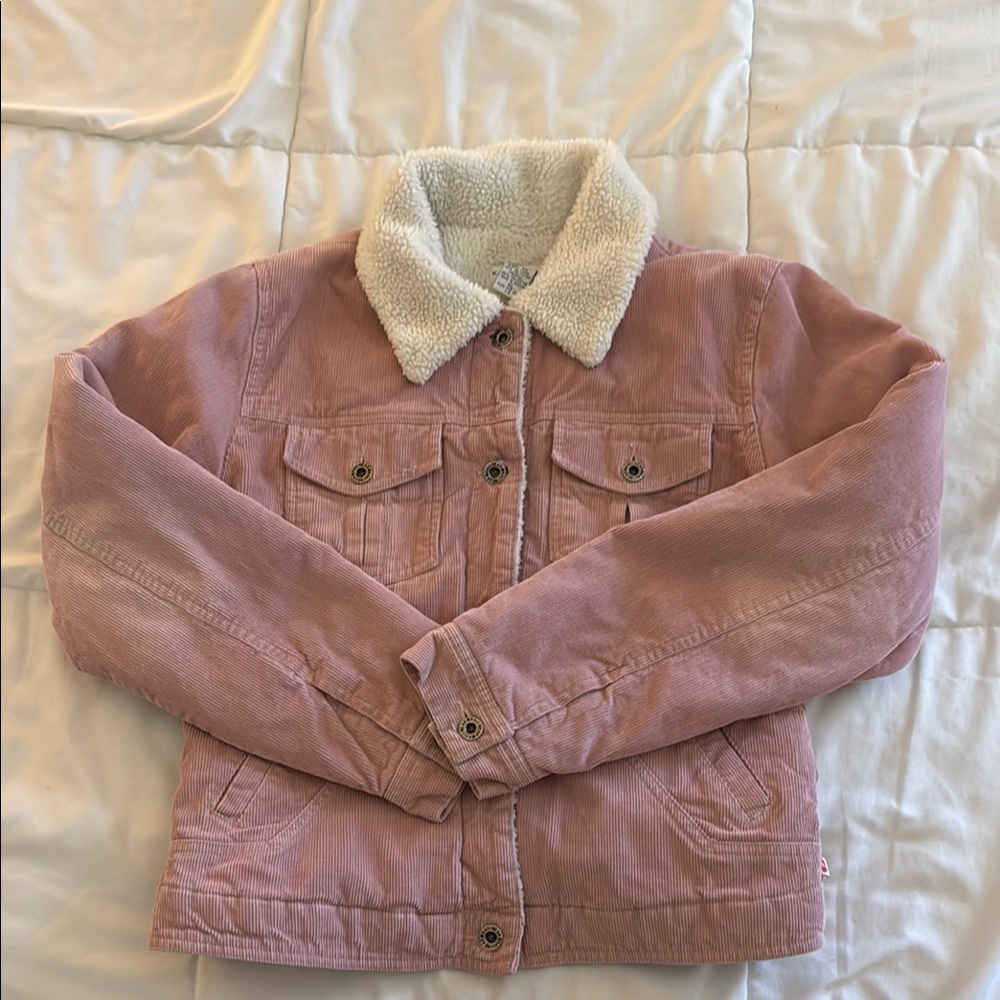 Pink Corduroy Jacket with Sherpa Collar